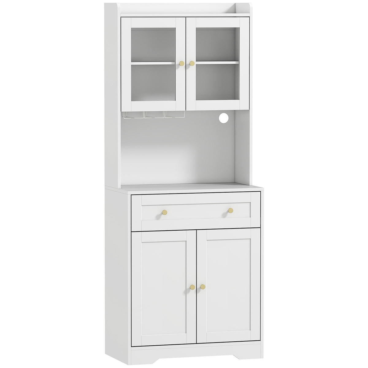 Keukenkast met werkblad, wijnglashouder, 170 cm, MDF, wit