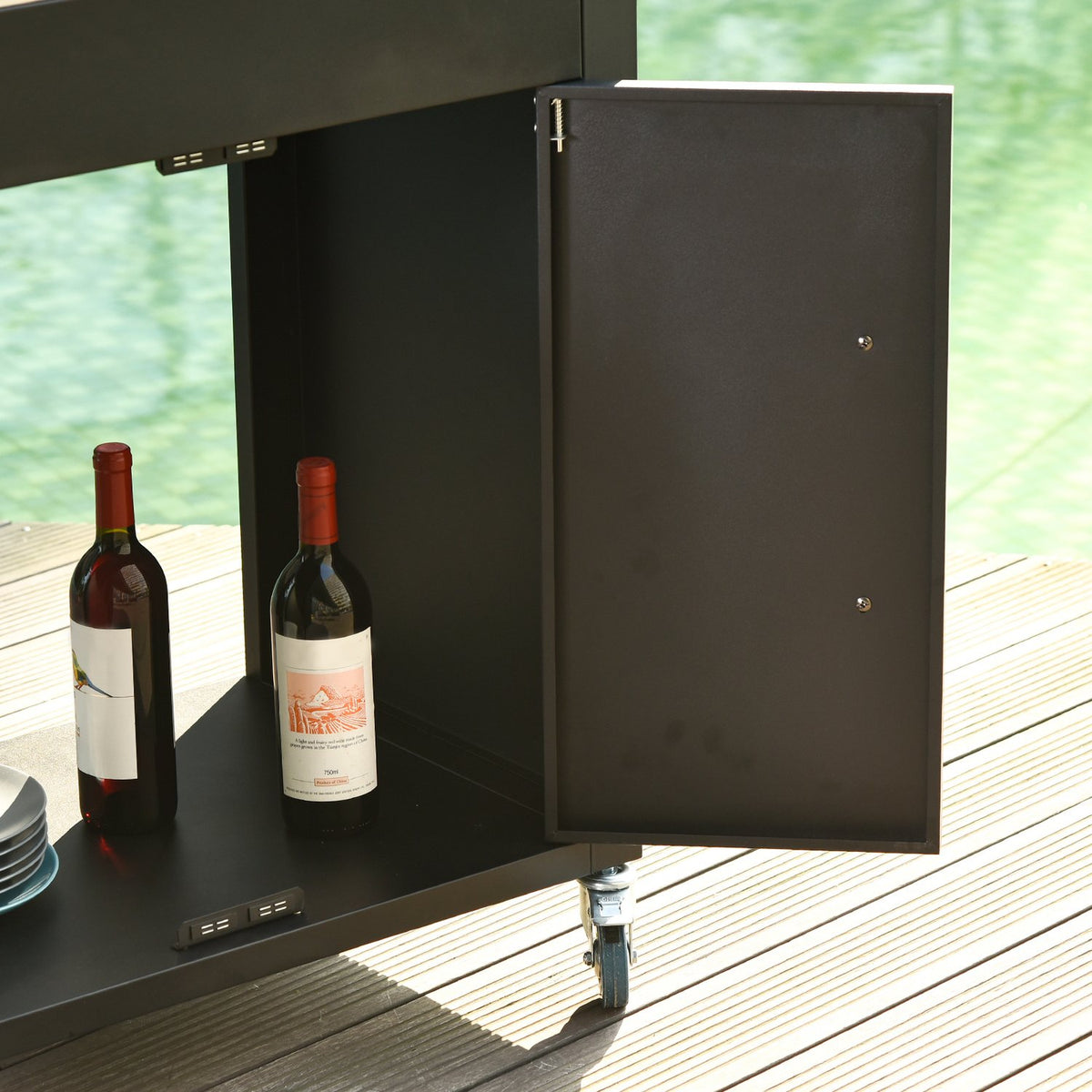 Keukenwagen met wielen en kasten, Zwart, 86x50x86,5 cm