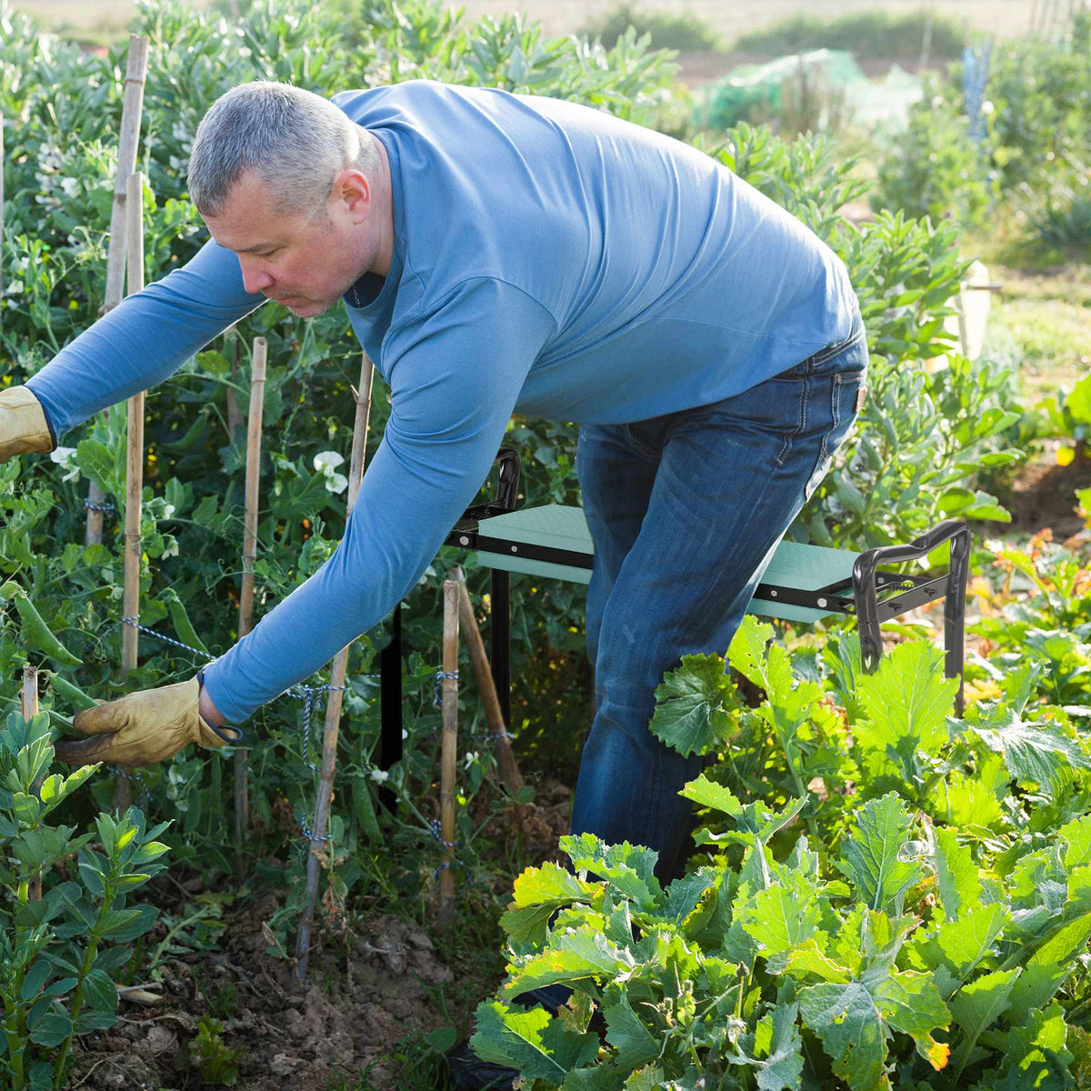 Kniebankje en zitje voor de tuin, inklapbaar, EVA-schuim, draagvermogen van 150 kg