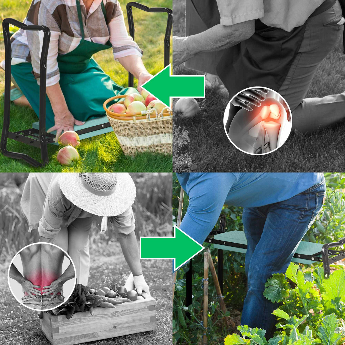 Kniebankje en zitje voor de tuin, inklapbaar, EVA-schuim, draagvermogen van 150 kg