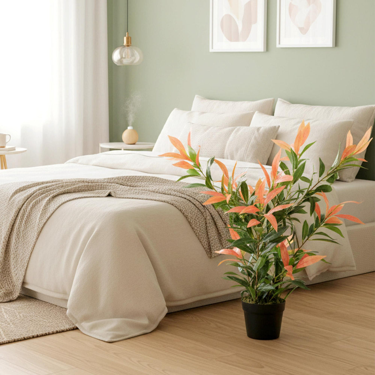 Kunstmatige Photinia-plant, 90 cm, 300 bladeren, verstelbare takken