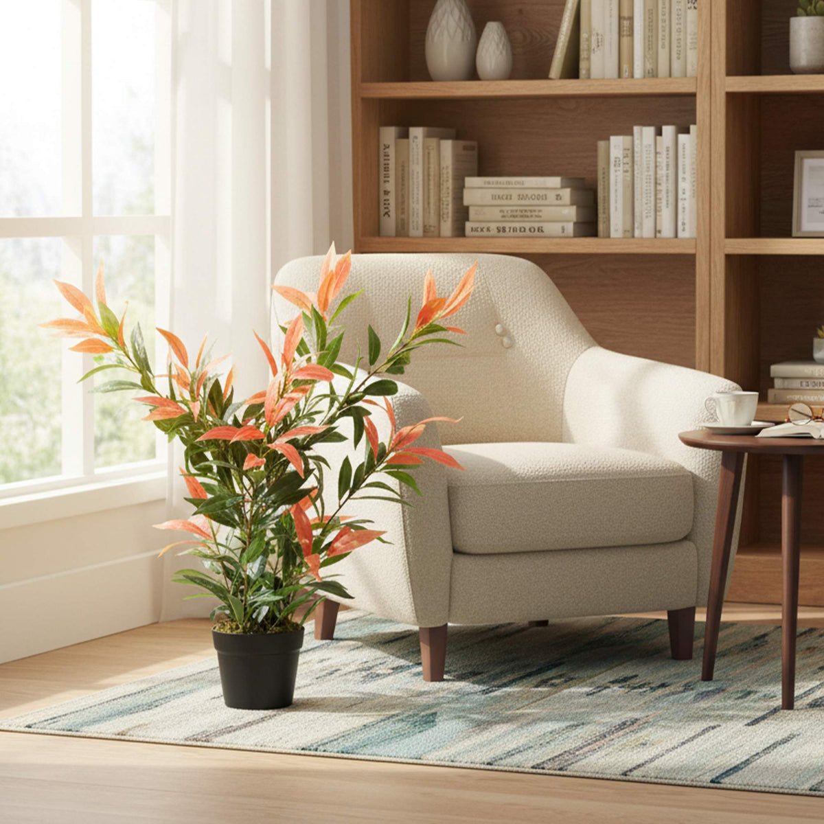 Kunstmatige Photinia-plant, 90 cm, 300 bladeren, verstelbare takken