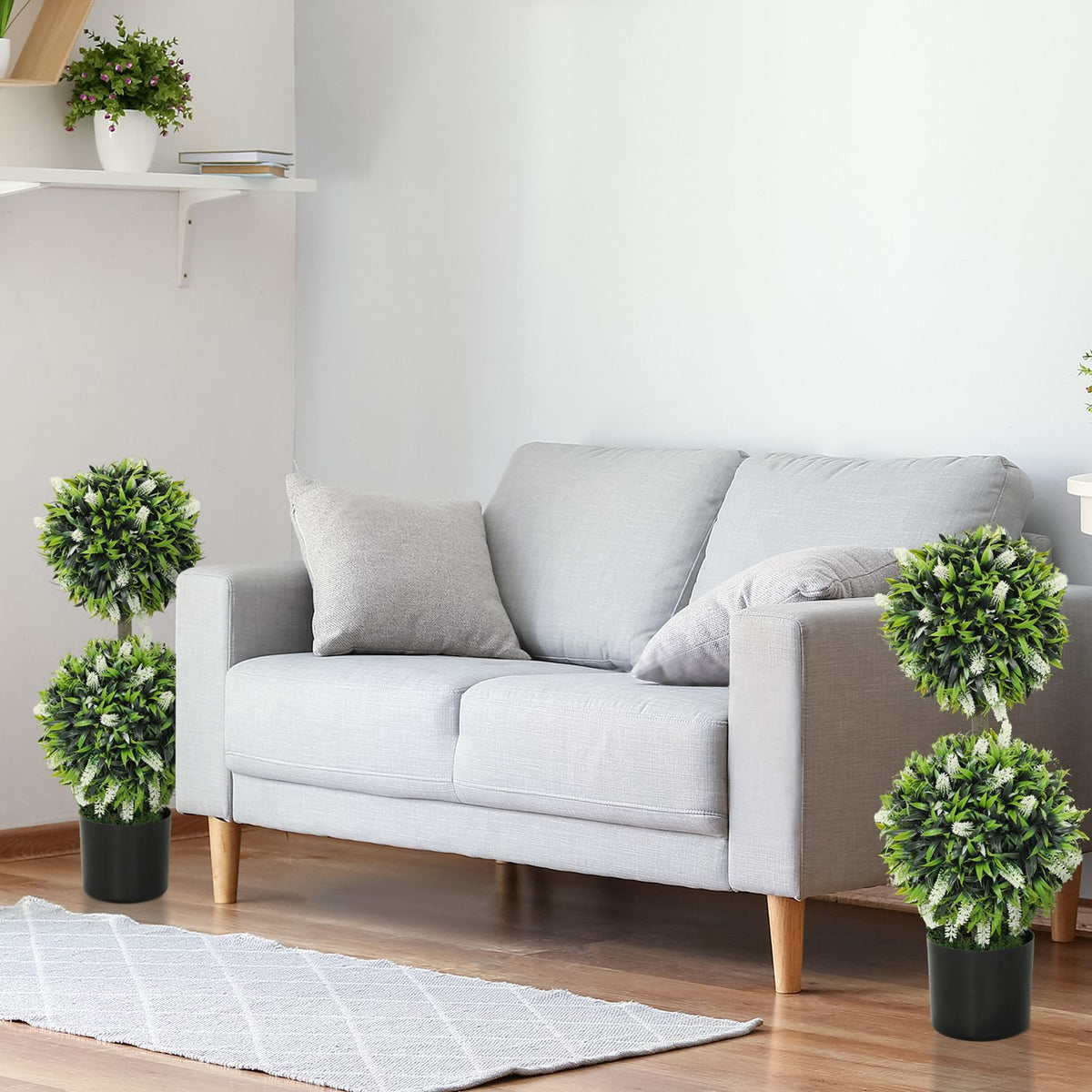 Kunstmatige lavendelbomen, 70 cm, set van 2, binnen/buiten