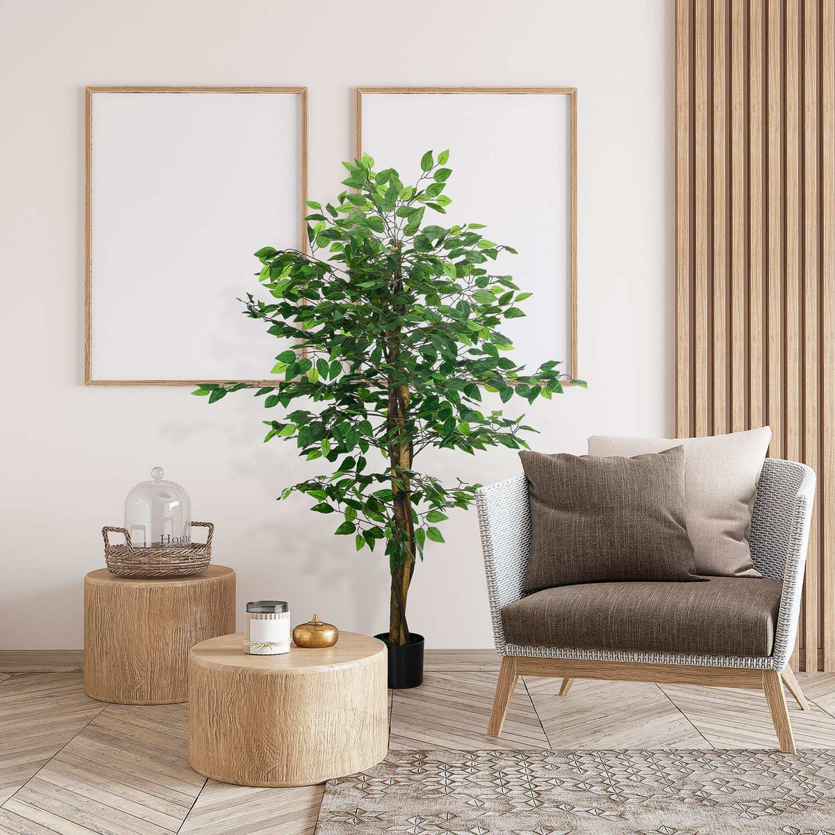 Kunstmatige ficusboom 150 cm met beplanting – natuurgetrouwe kamerplant