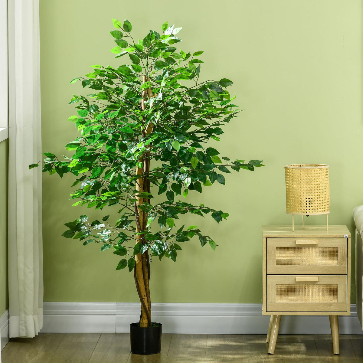 Kunstmatige ficusboom 150 cm met beplanting – natuurgetrouwe kamerplant