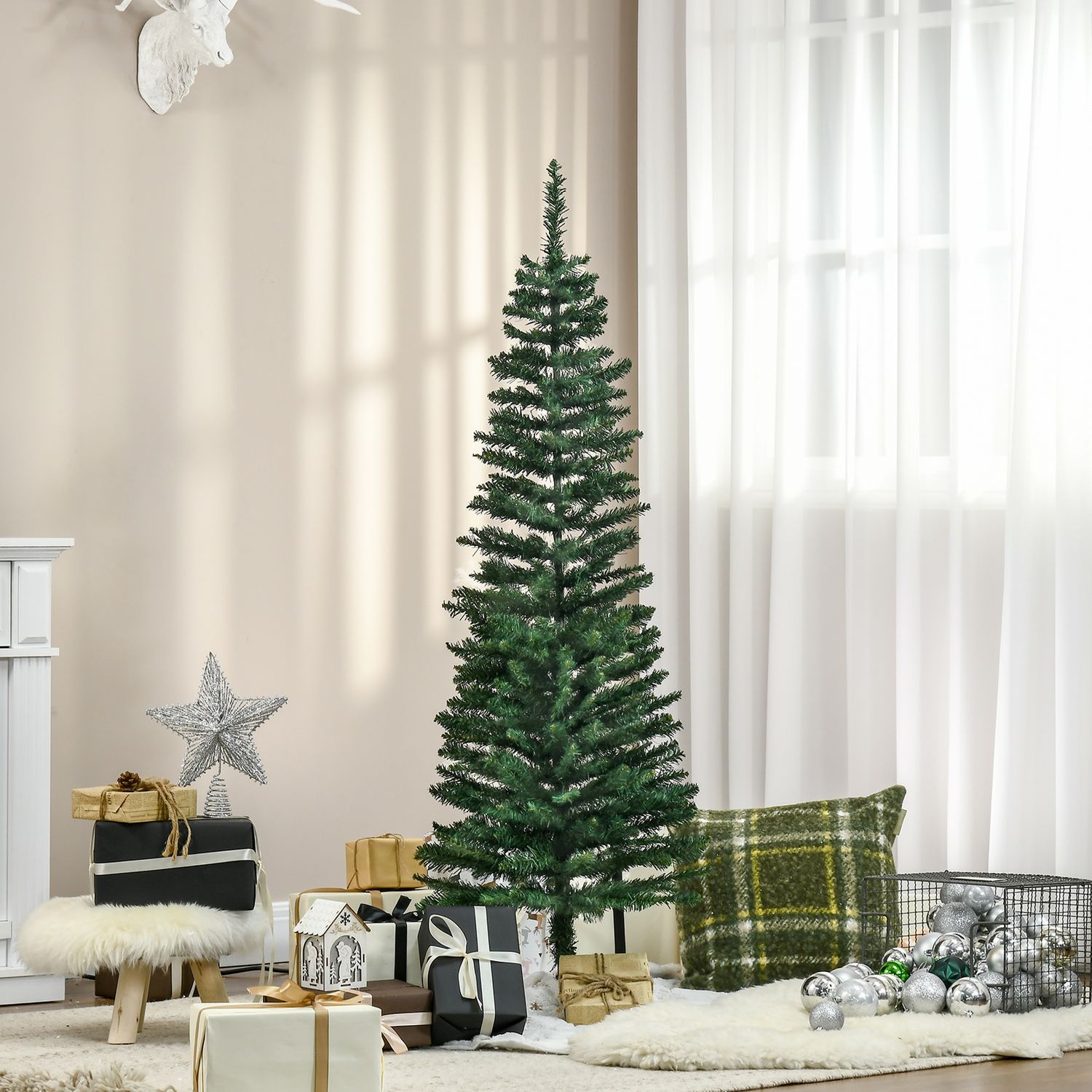 Kunstkerstboom, 1,5 m PVC-boom met standaard