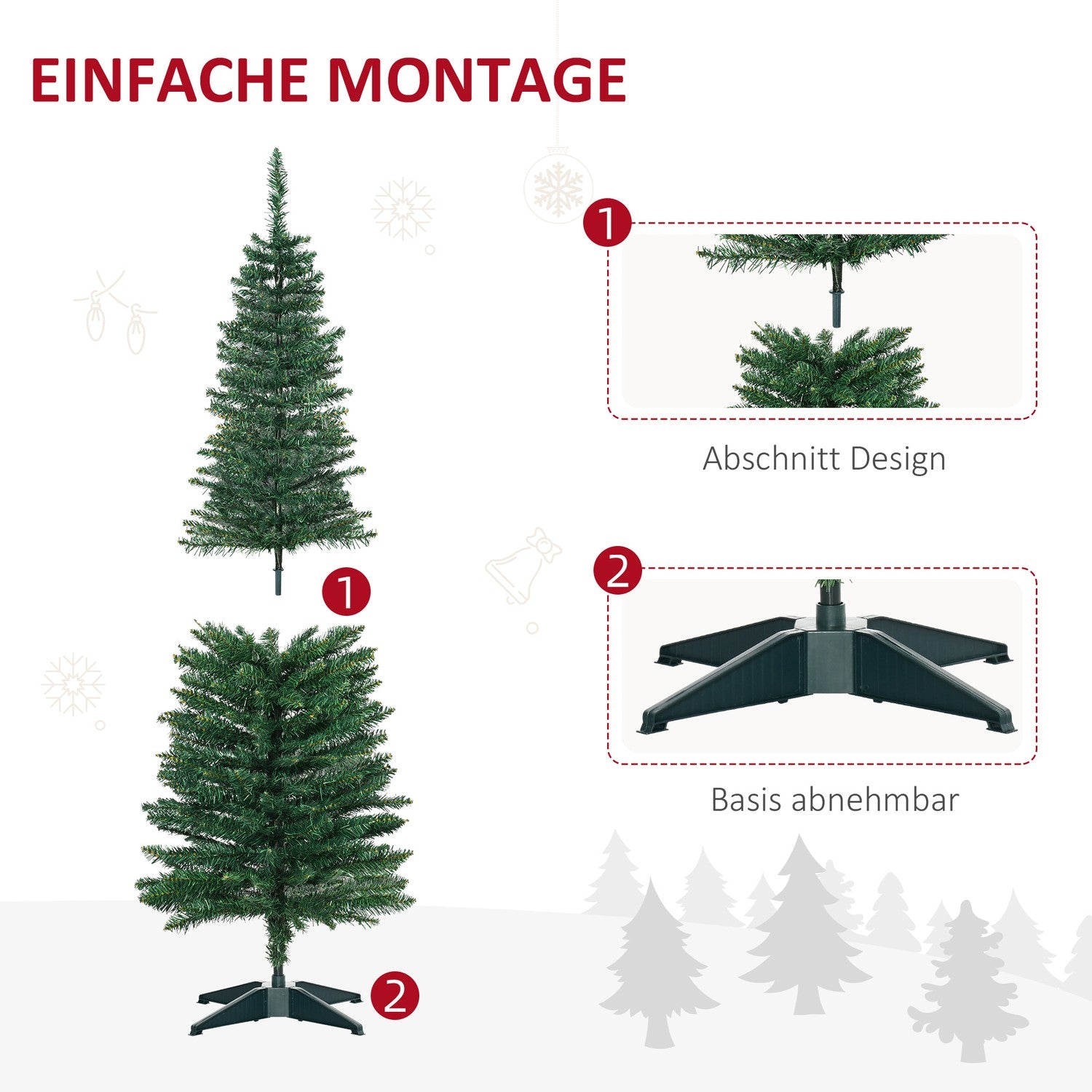 Kunstkerstboom, 1,5 m PVC-boom met standaard