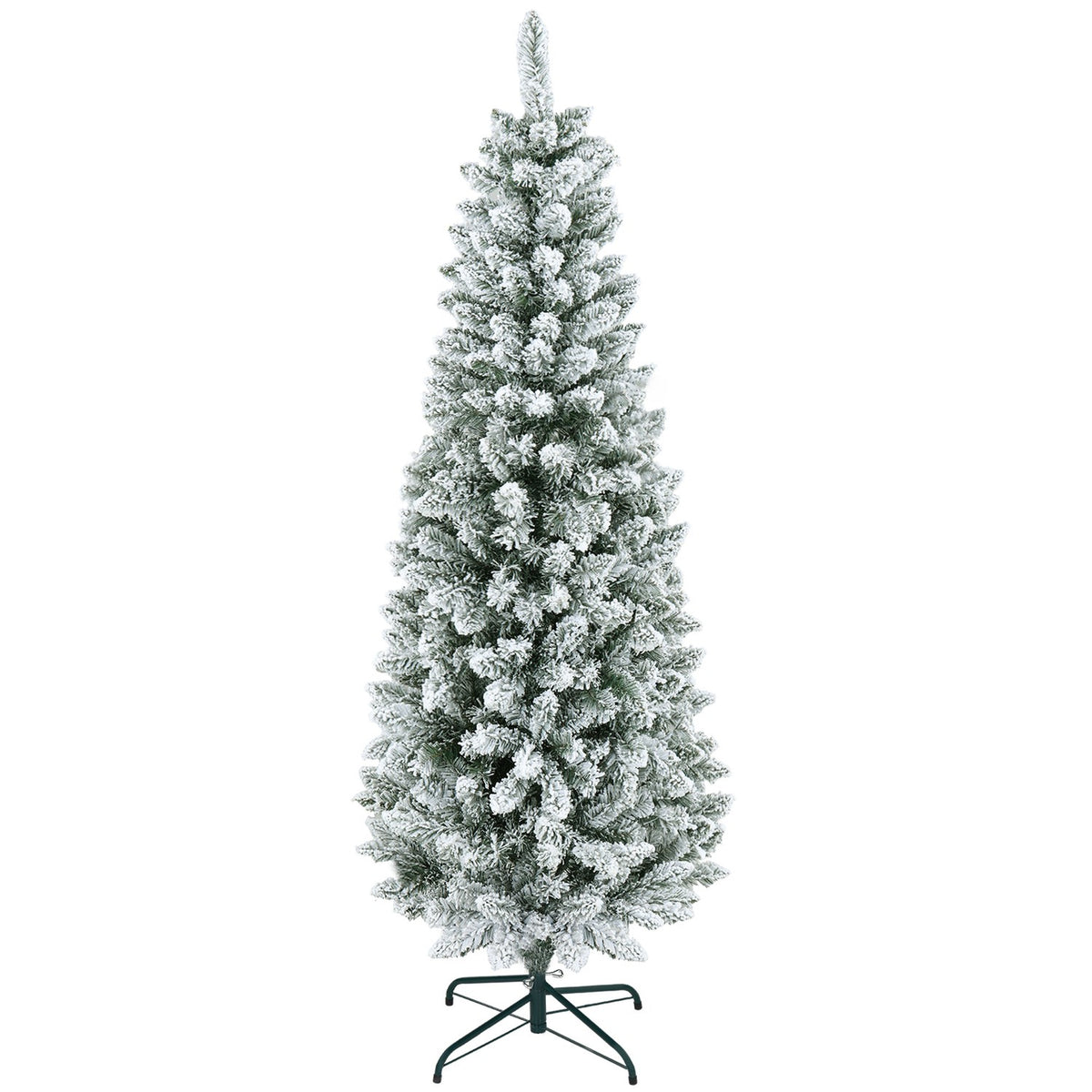 Kunstkerstboom, 183 cm, smal met sneeuweffect