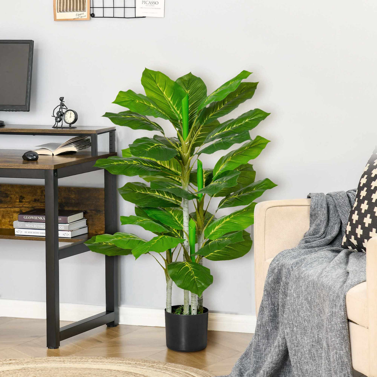 Kunstplant met pot, 95 cm, 33 bladeren