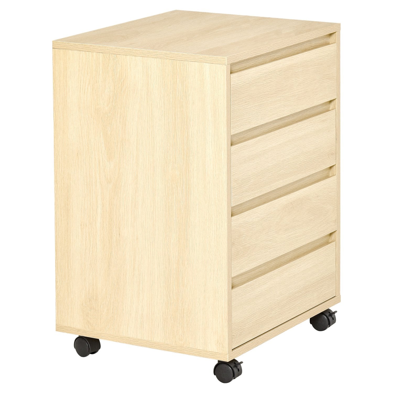 Verrijdbaar archiefkastje, 4 laden, natuurlijke afwerking