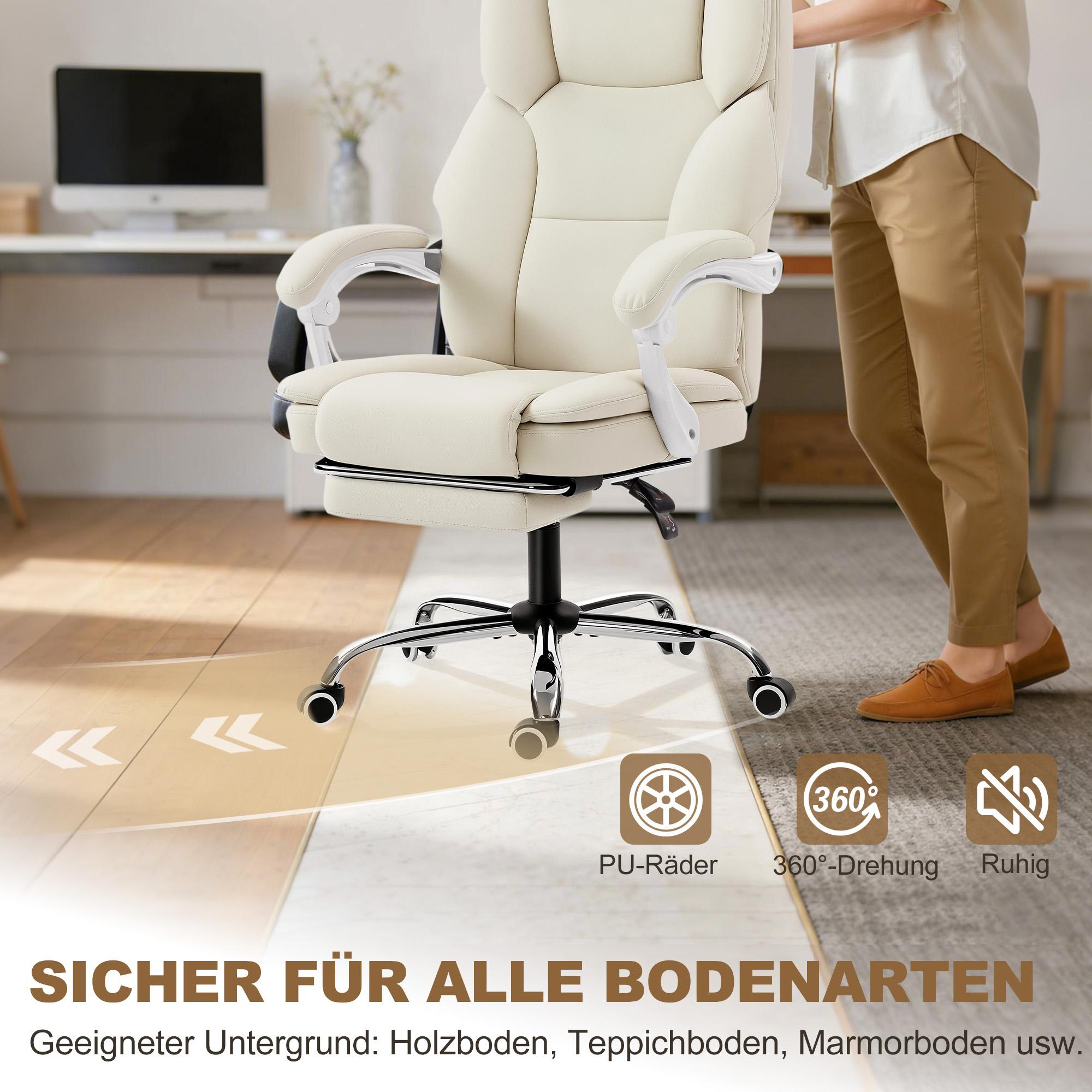 Kontorsstol med fotstöd, justerbar höjd, beige