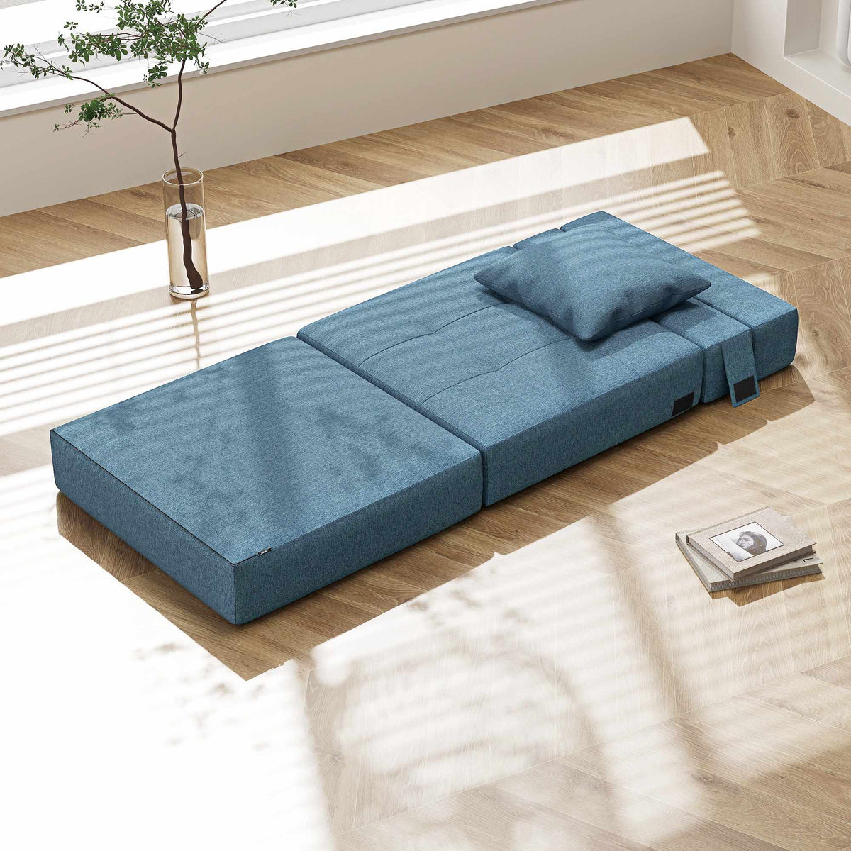 Converteerbare slaapfauteuil, afneembare hoes, donkerblauw, 70 x 70 x 61 cm
