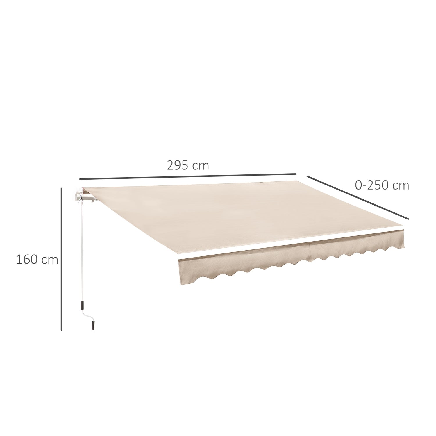 Crèmekleurig Knikarmscherm – Zonwering, 2,95x2,5M