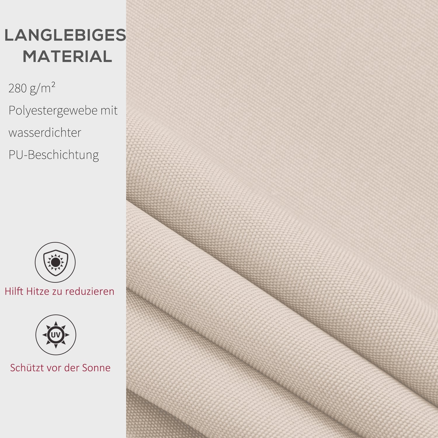 Crèmekleurig Knikarmscherm – Zonwering, 2,95x2,5M