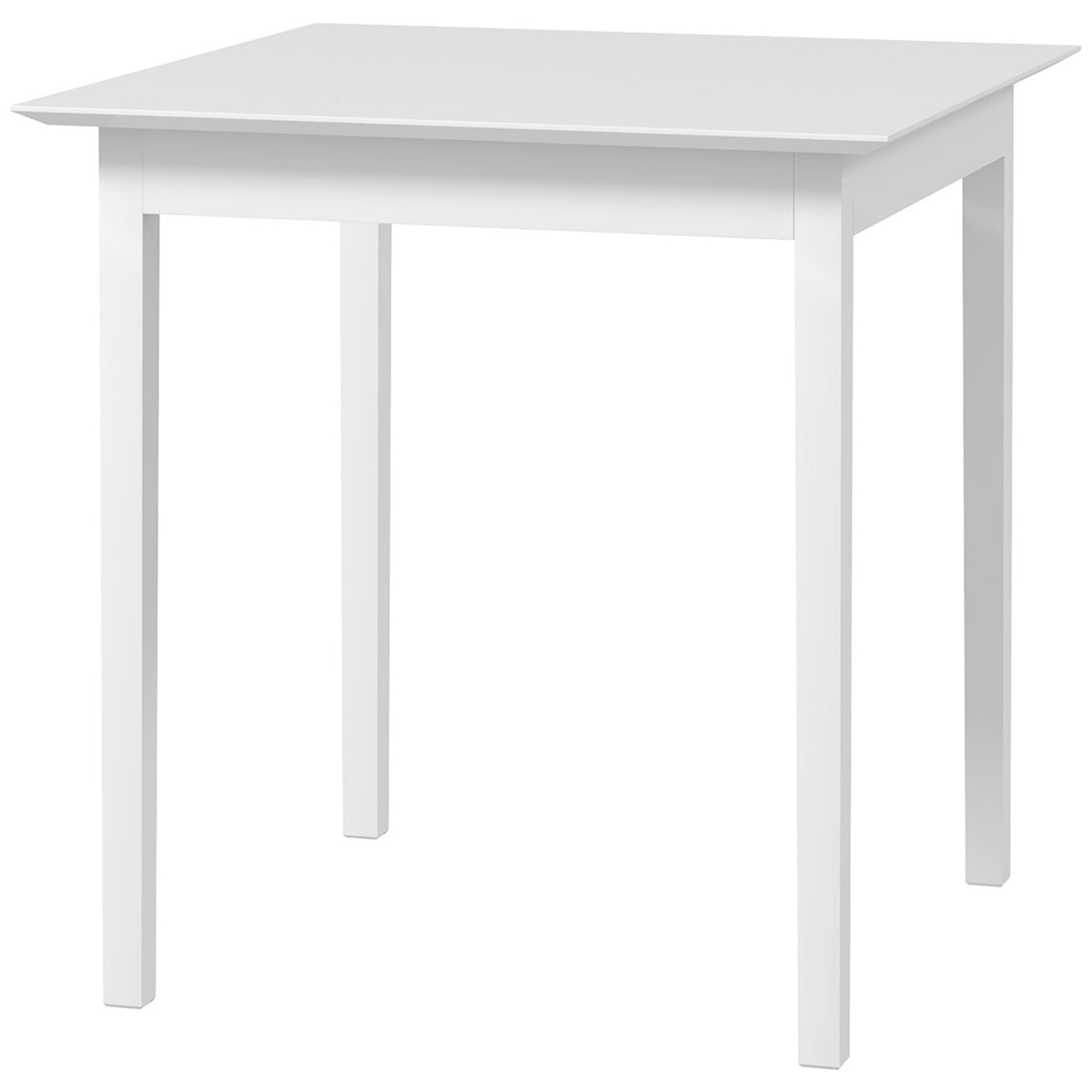 Vierkante witte houten eettafel voor 2 personen, 75x75x76 cm