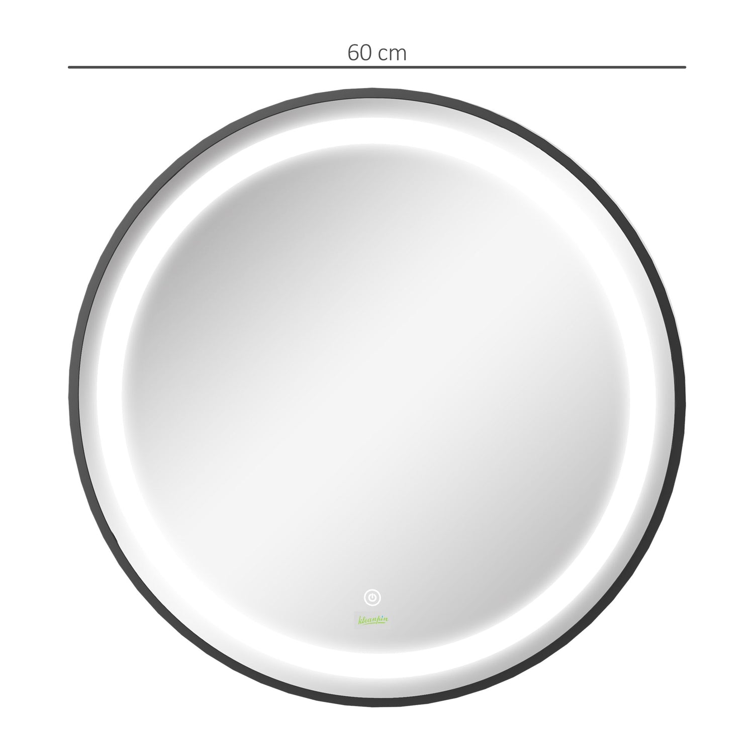 LED badkamerspiegel – 60 cm, Touch & Memory, Zwart, IP44-classificatie