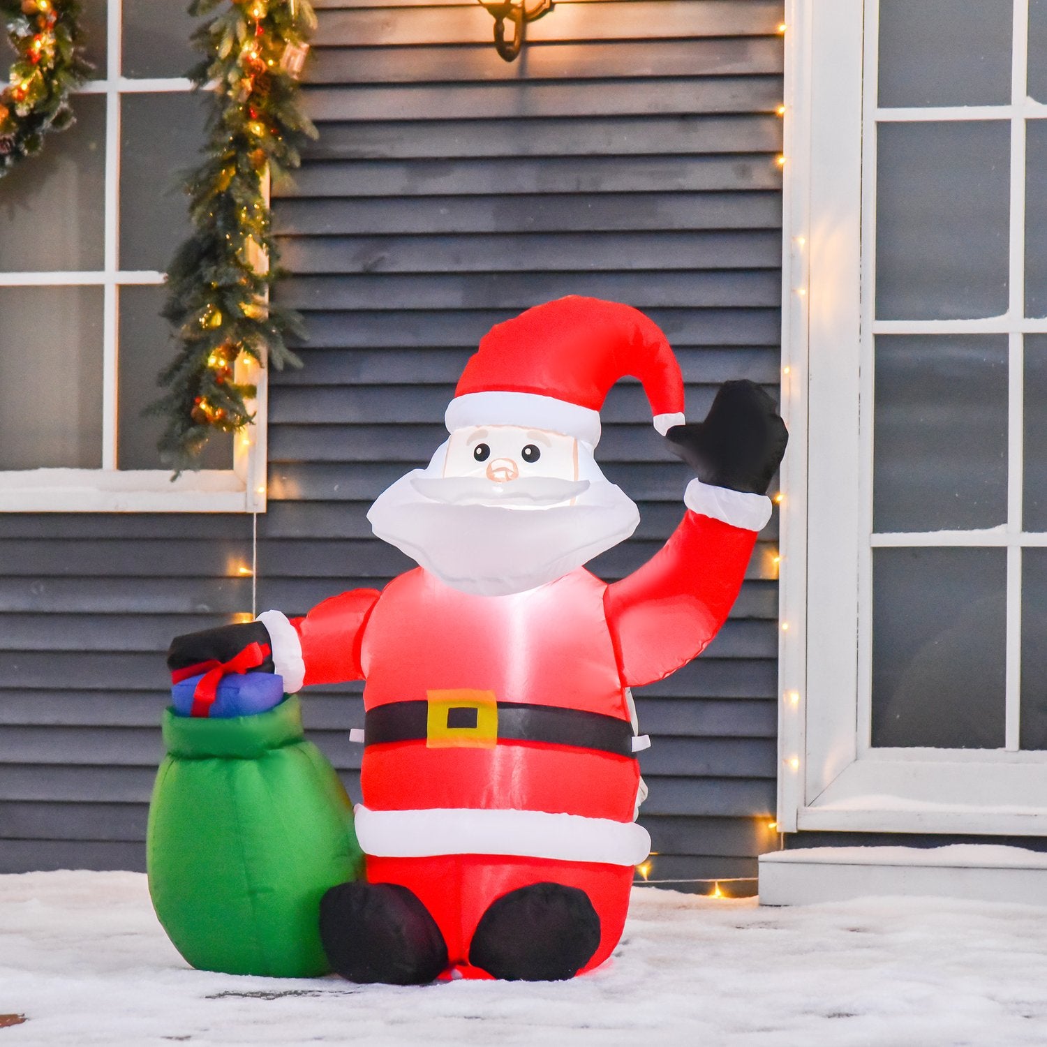 LED opblaasbare kerstman & sneeuwpop – 70x45x120 cm, warm wit