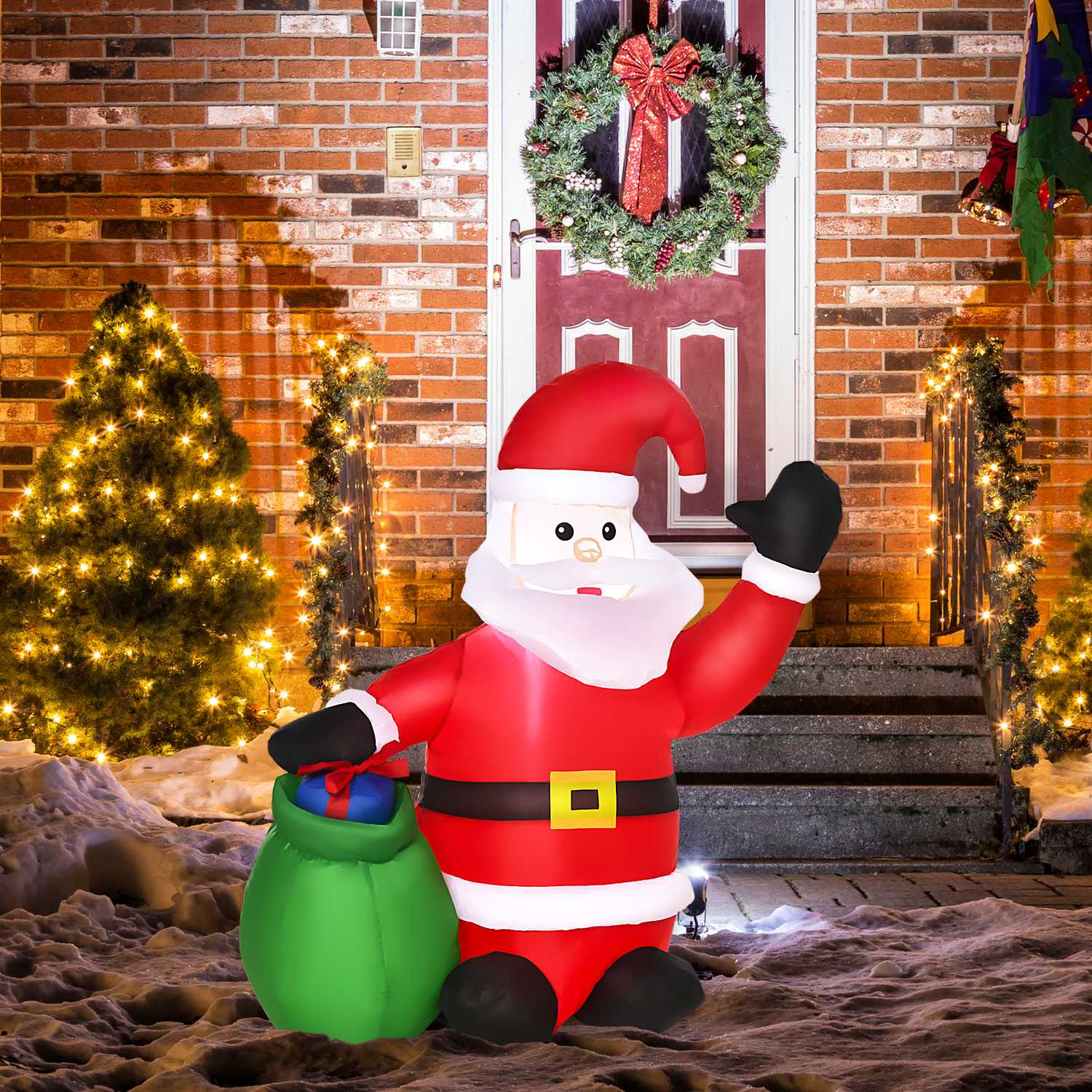 LED opblaasbare kerstman & sneeuwpop – 70x45x120 cm, warm wit
