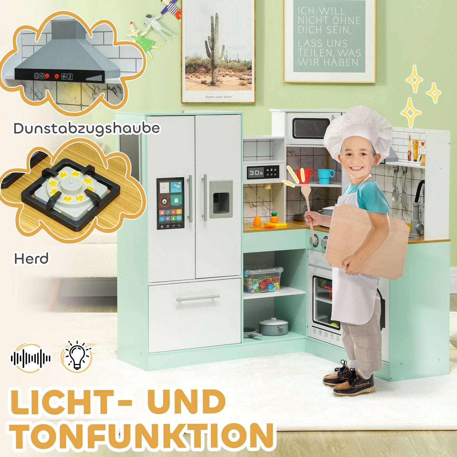 Speelkeuken voor kinderen met schoolbord en realistische functies