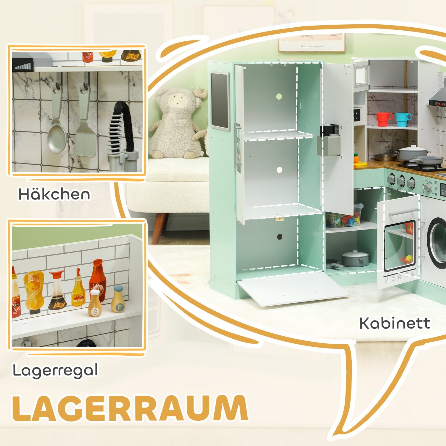 Speelkeuken voor kinderen met schoolbord en realistische functies