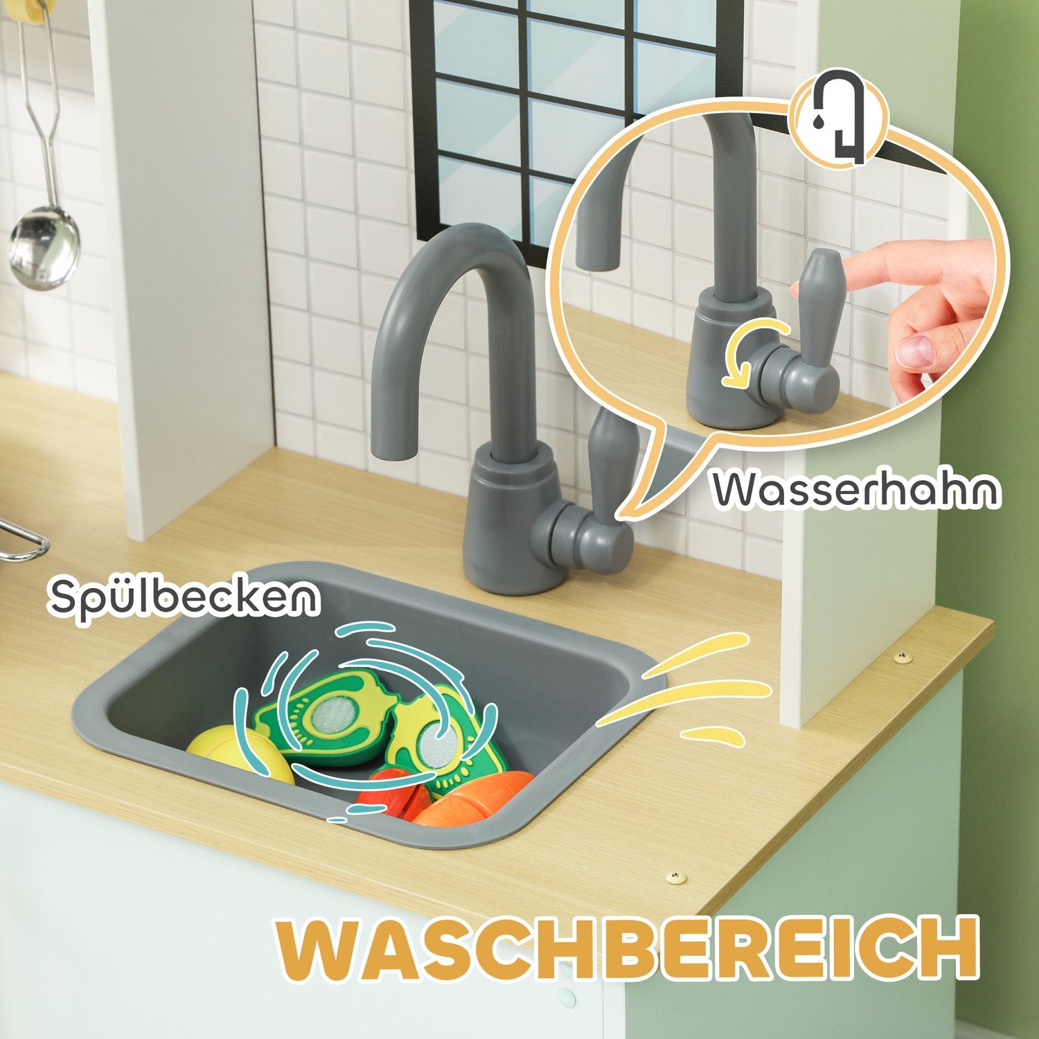 Spielset für Kinderküche mit Zubehör, blau