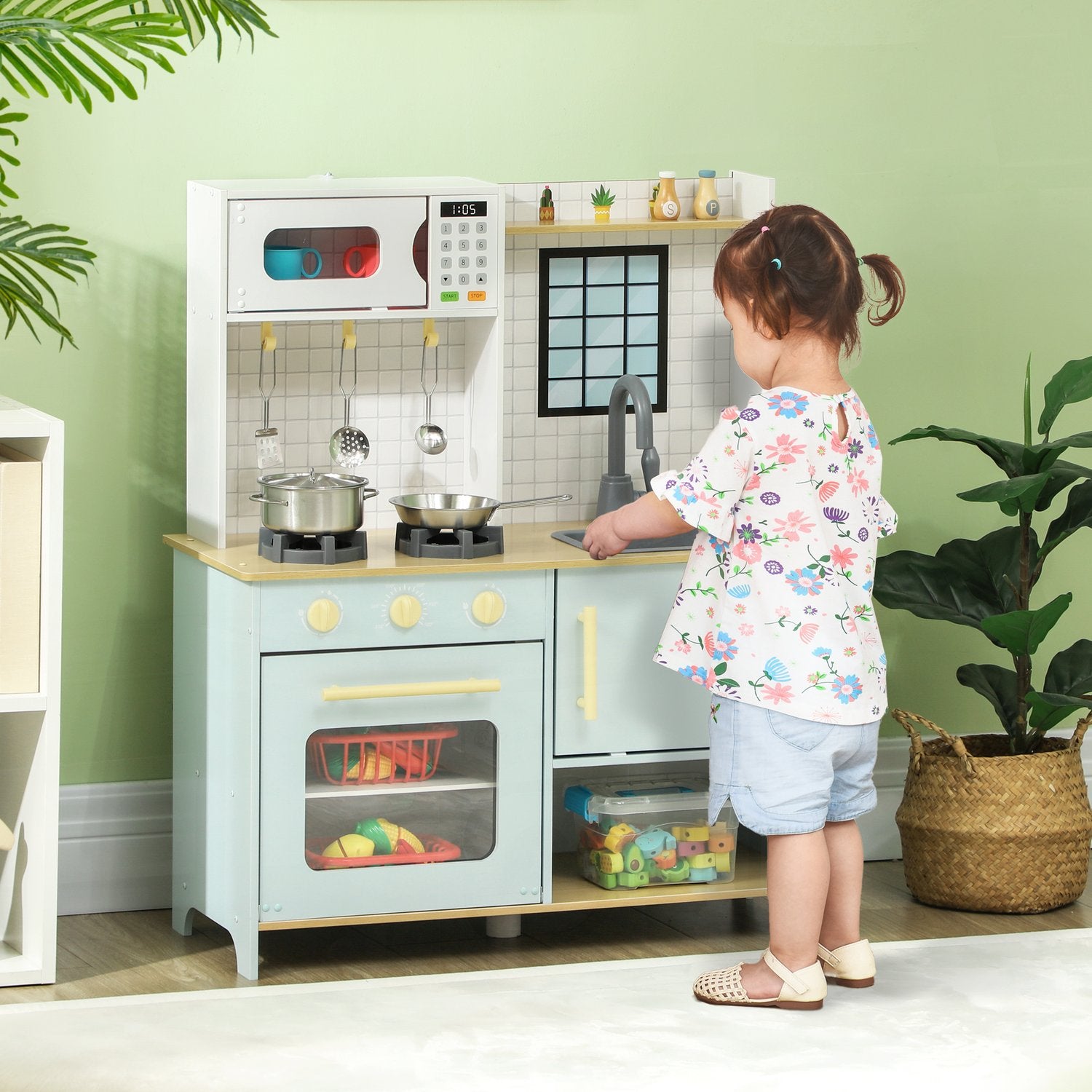 Spielset für Kinderküche mit Zubehör, blau