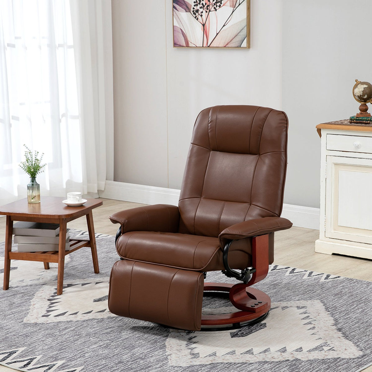 Liggen draaifauteuil, kunstleer met voetensteun