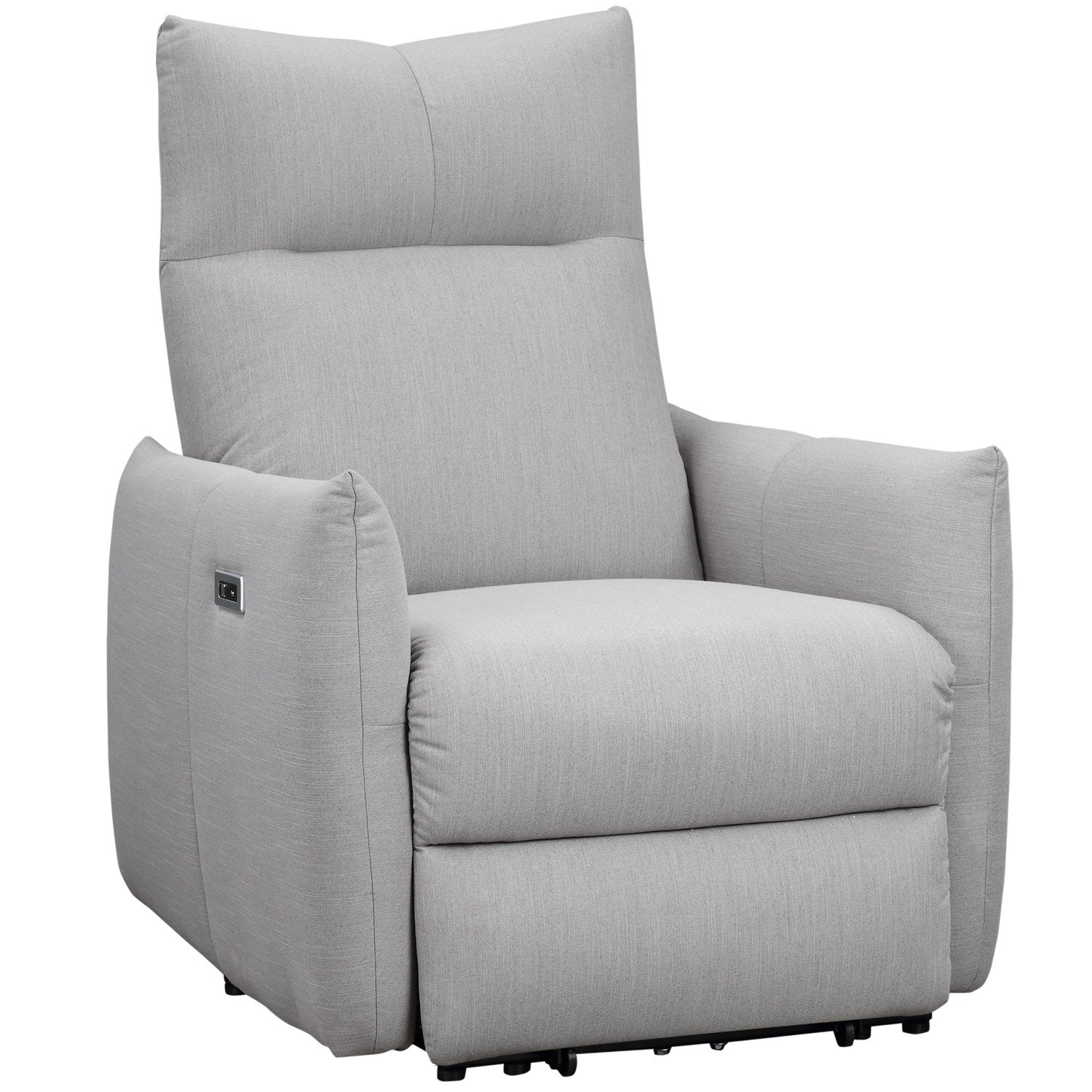 Ligstoel met USB, 140° kantelbaar, polyester, grijs