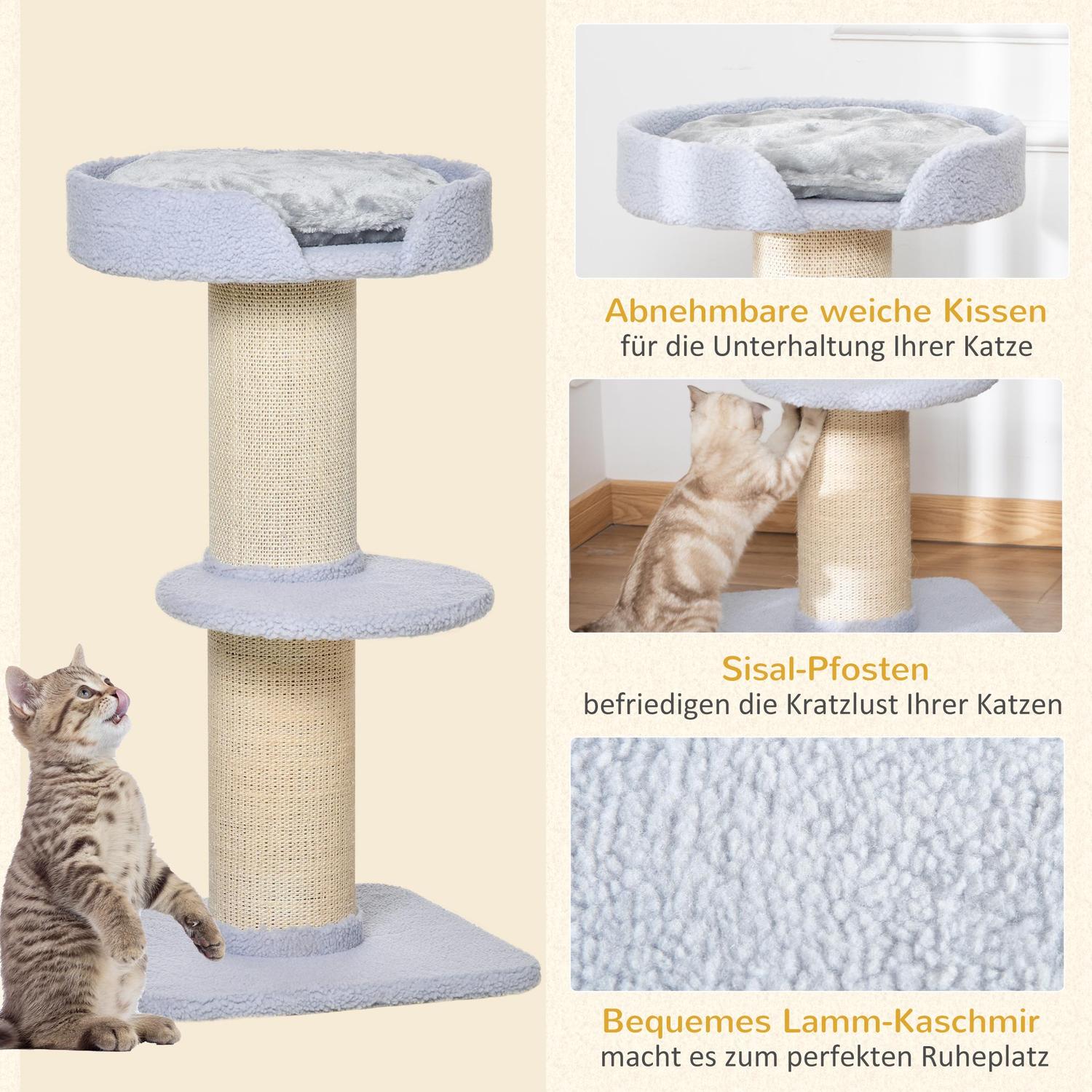 Albero per gatti in sisal azzurro, 91cm, capacità 30kg