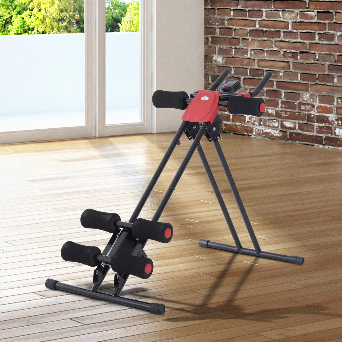 Buik- en rugtrainer met LED-scherm – Thuistrainingsapparaat
