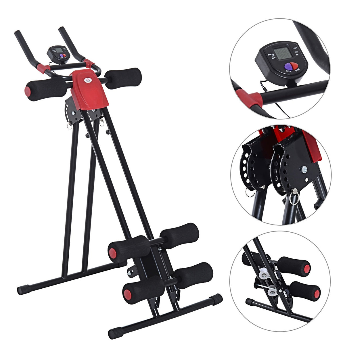 Buik- en rugtrainer met LED-scherm – Thuistrainingsapparaat
