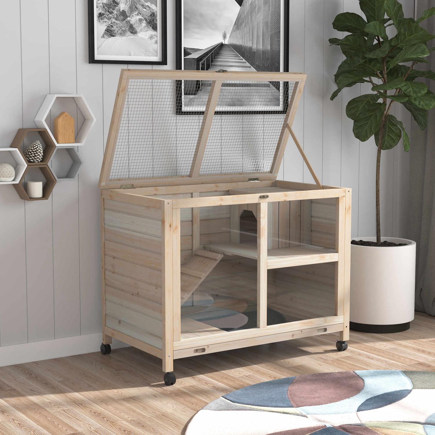 Gabbia per porcellini d'India 91,5x53,3x73 cm, legno di abete resistente all'inverno