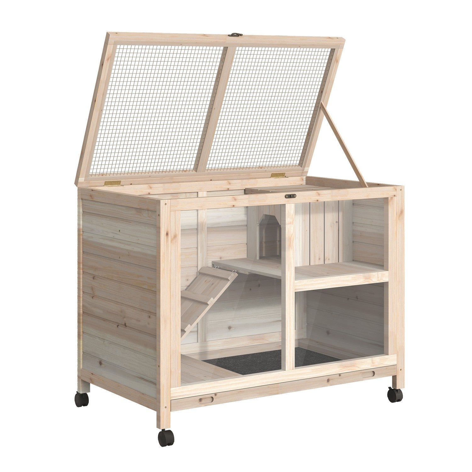 Gabbia per porcellini d'India 91,5x53,3x73 cm, legno di abete resistente all'inverno