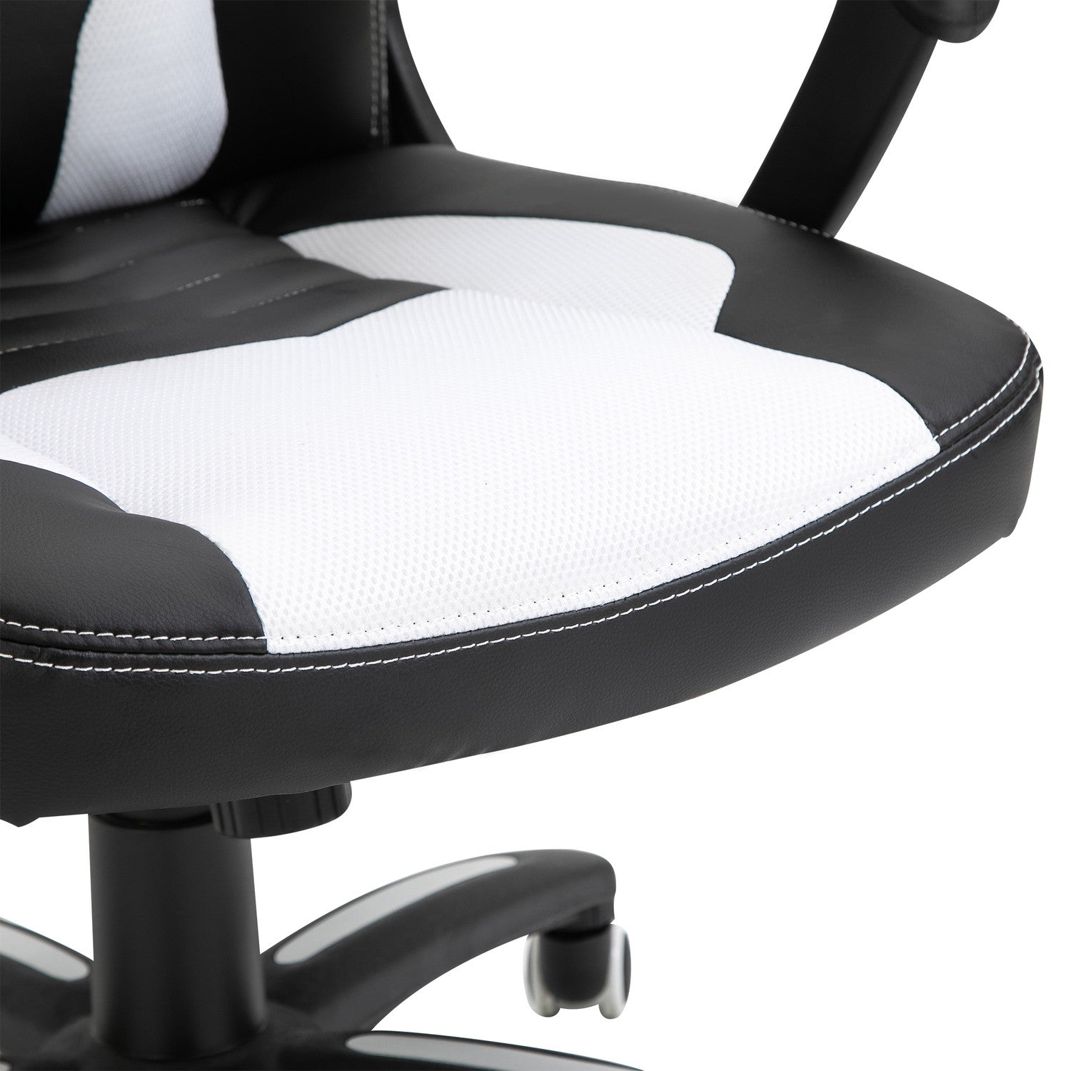 Massage Gaming Bureaustoel met Warmte & Vibratie, Zwart/Wit
