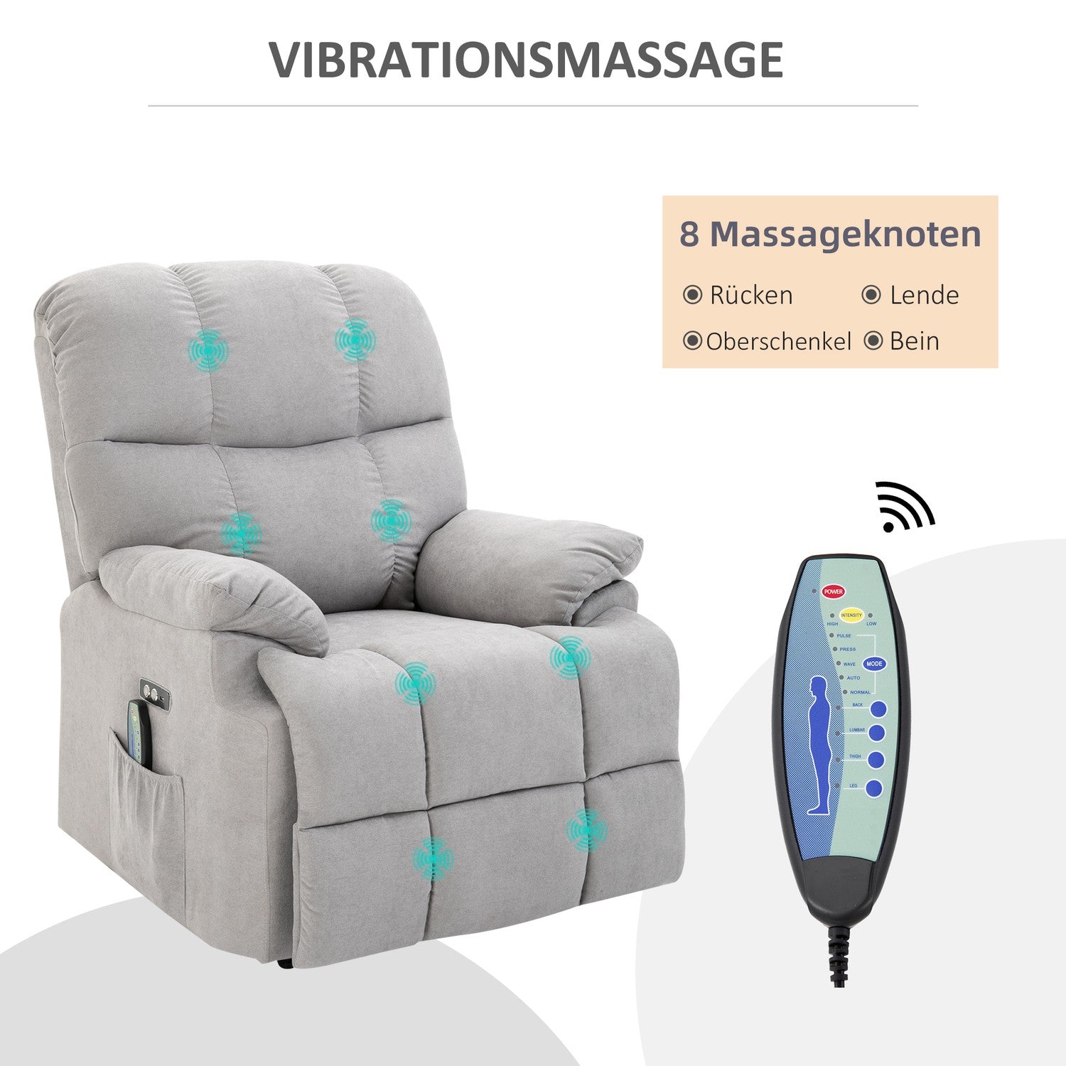 Massagestoel met sta-opondersteuning, verstelbaar, USB-afstandsbediening