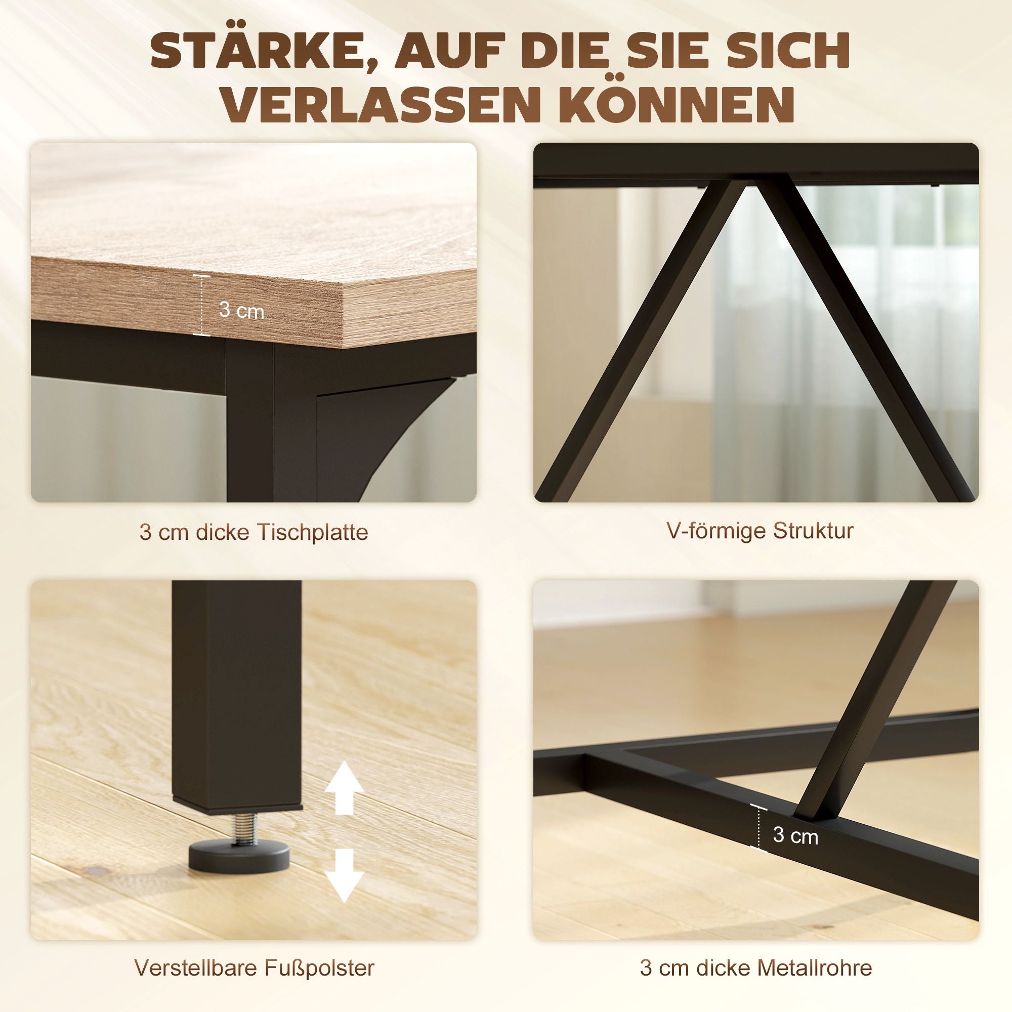 Matbord för 6-8 personer, träliknande, 180 x 80 x 75,5 cm