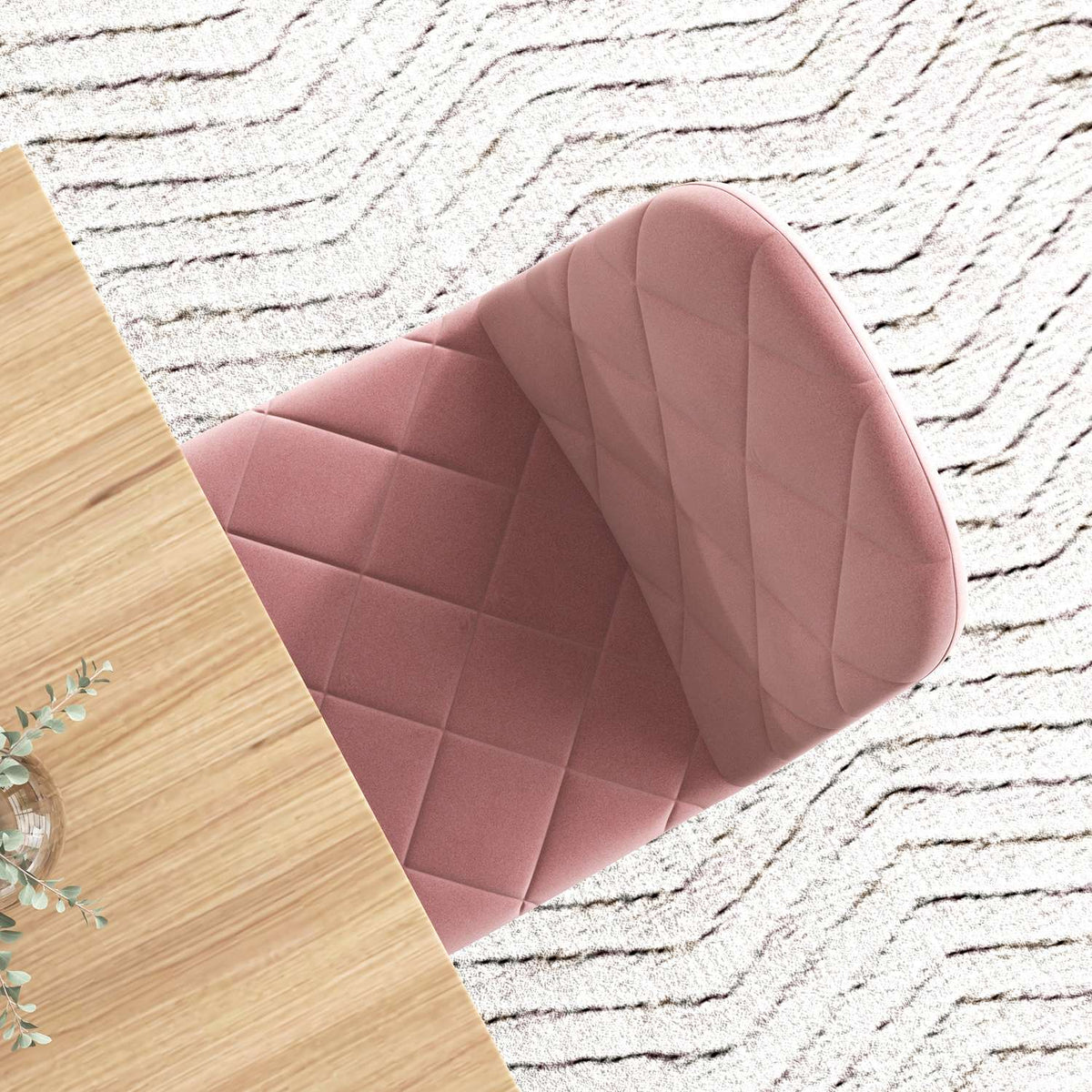 Eetkamerstoelen set van 4 keukenstoelen met rugleuning, fluweellook, fauteuil 45 x 54 x 87 cm roze