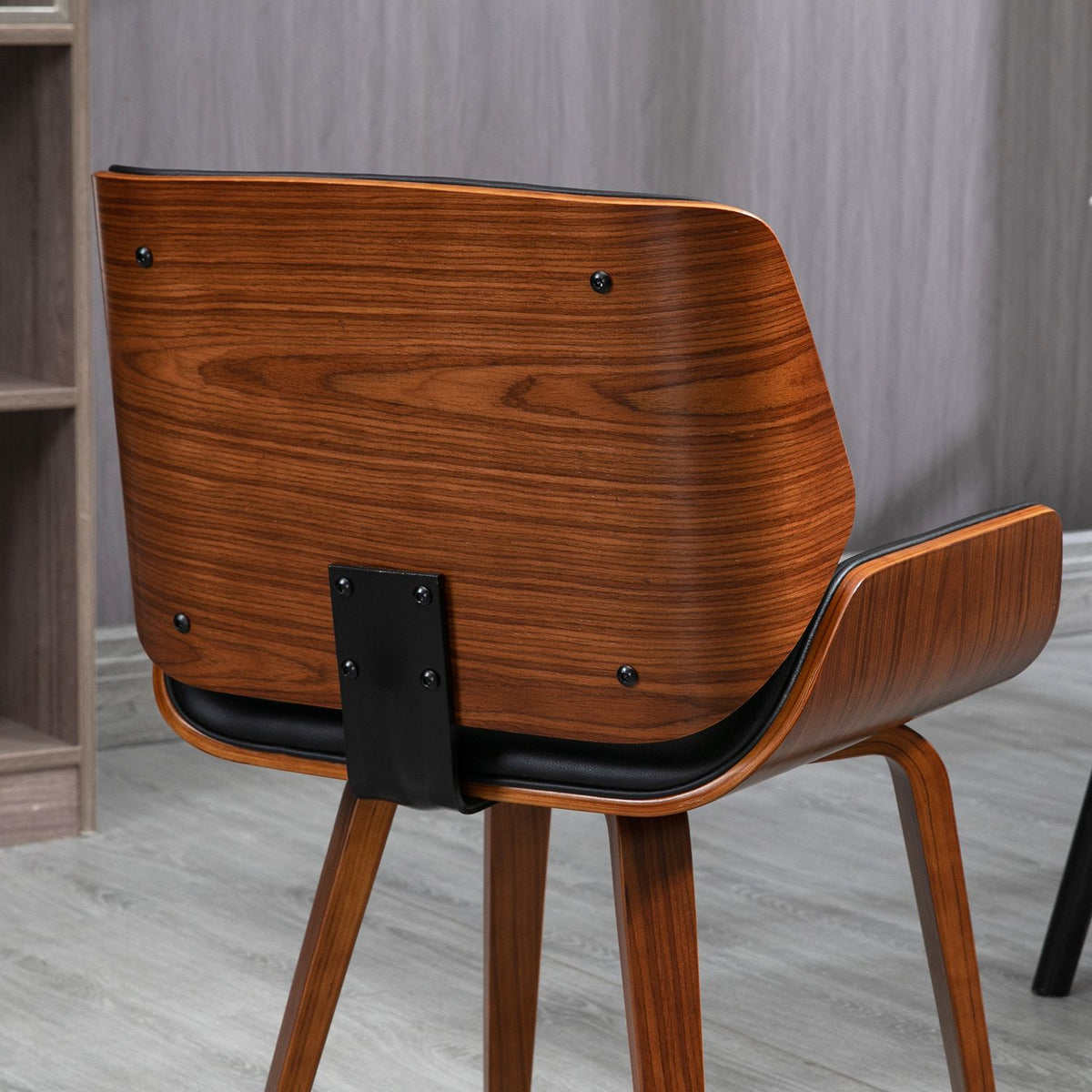 Eetkamerstoelen, set van 2, zwart kunstleer, houten frame