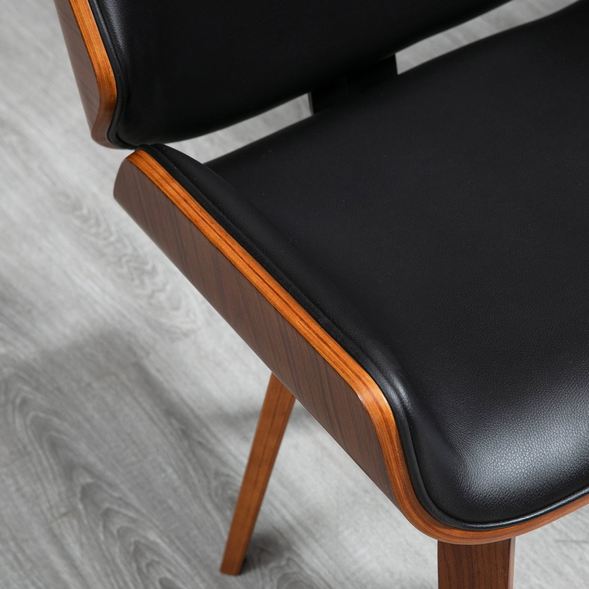 Eetkamerstoelen, set van 2, zwart kunstleer, houten frame