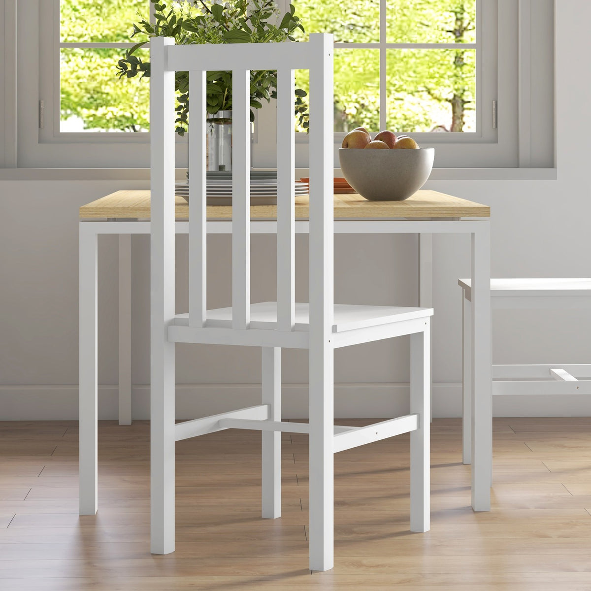 Eetkamerstoelen van wit grenenhout, set van 2 – draagvermogen 120 kg