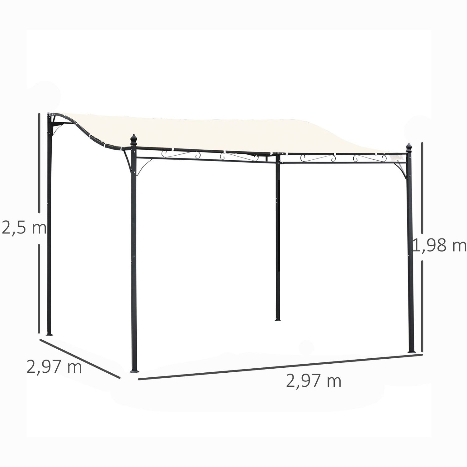 Metalen Pergola Gazebo Luifel, Crème, 297x297 Cm