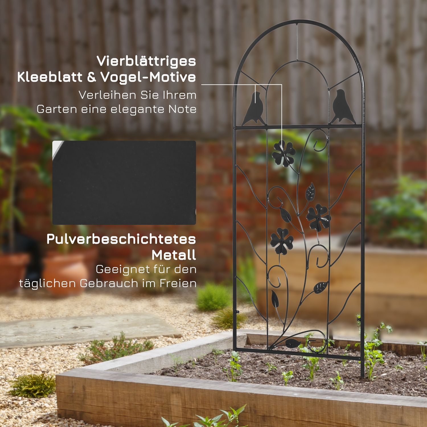 Metall-Rankgitter-Set für Kletterpflanzen – Schwarz, 38x98 cm