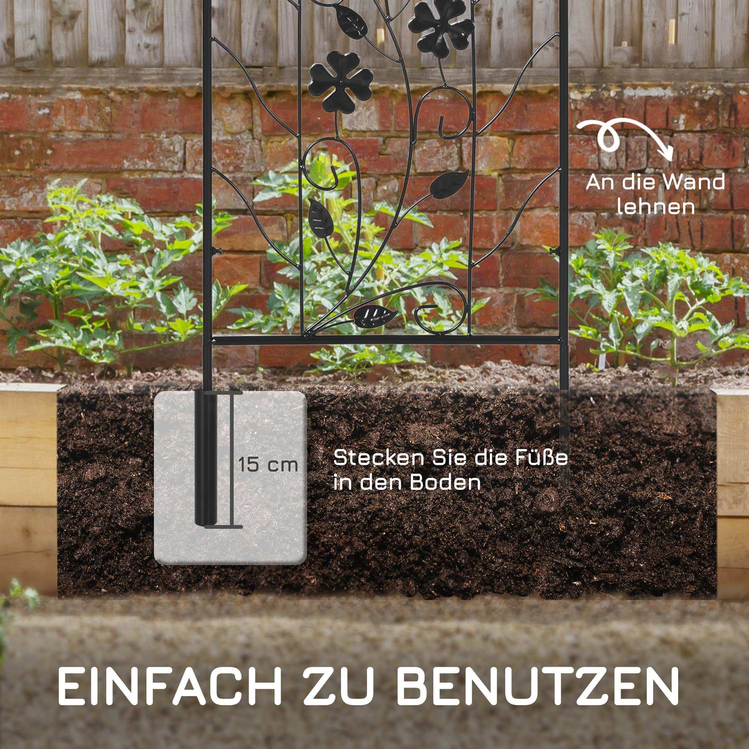 Metall-Rankgitter-Set für Kletterpflanzen – Schwarz, 38x98 cm