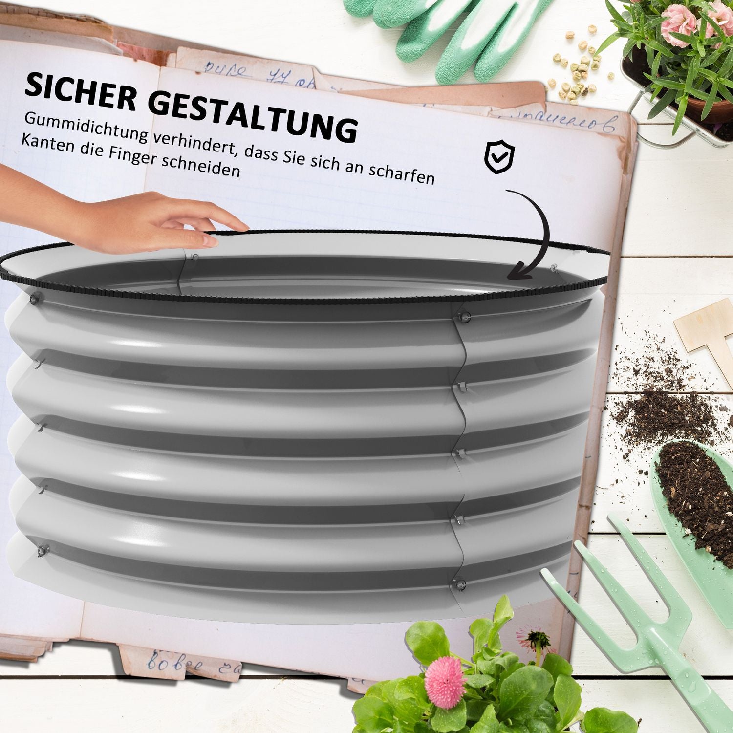 Hochbeete aus Metall, 2er-Set – 60x60x30 cm, Silber