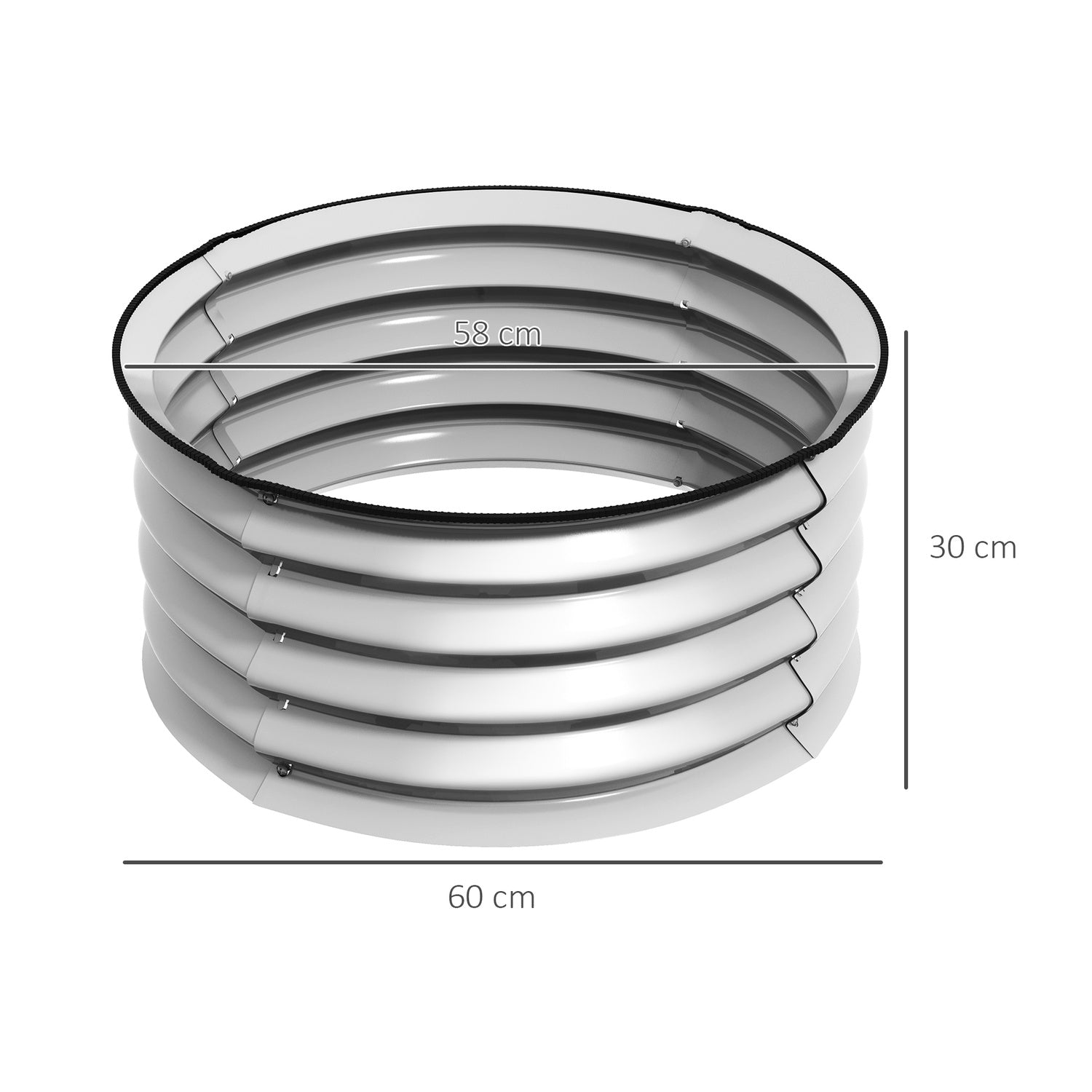Hochbeete aus Metall, 2er-Set – 60x60x30 cm, Silber