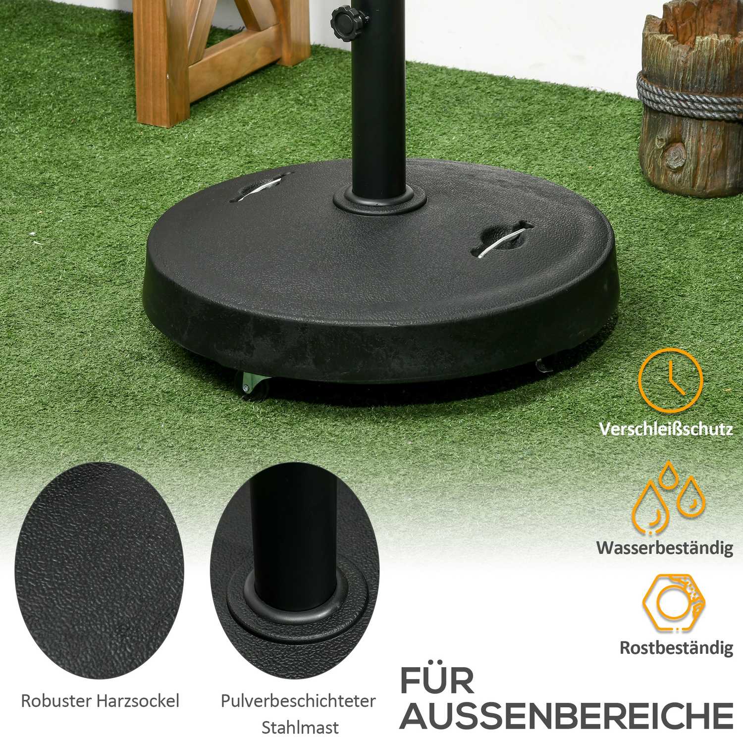 Verrijdbare paraplustandaard, 23,5 kg, zwart