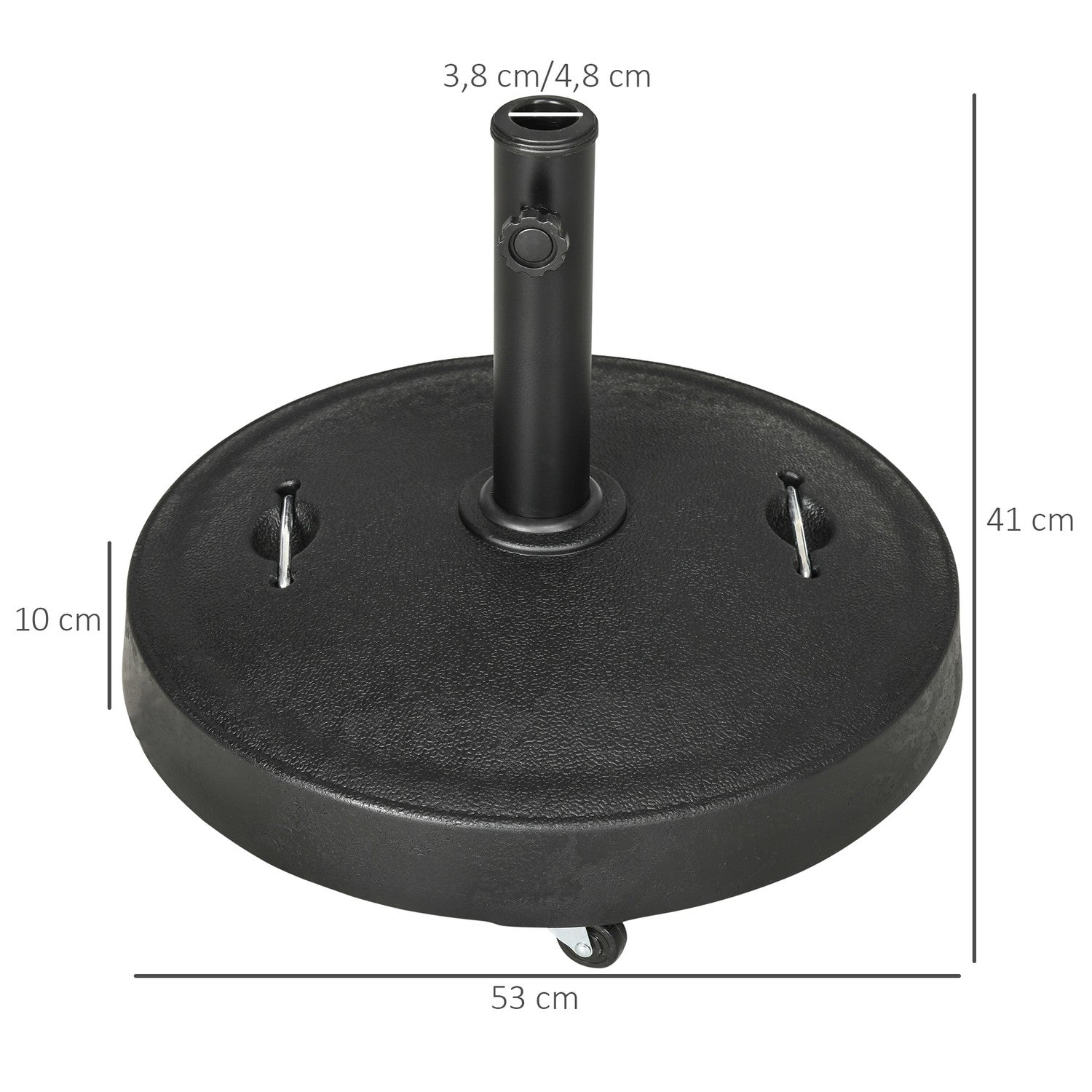Verrijdbare paraplustandaard, 23,5 kg, zwart