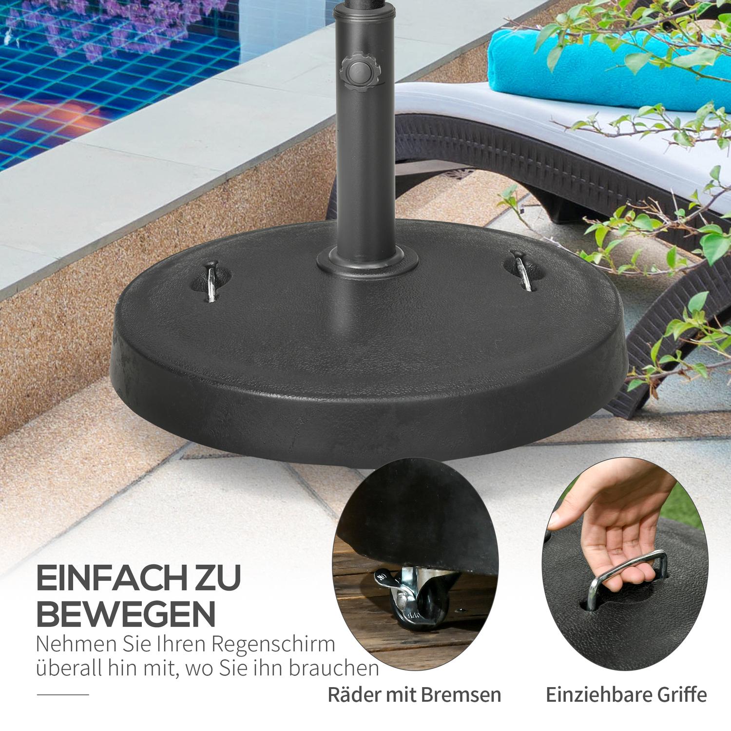 Verrijdbare paraplustandaard, 23,5 kg, zwart
