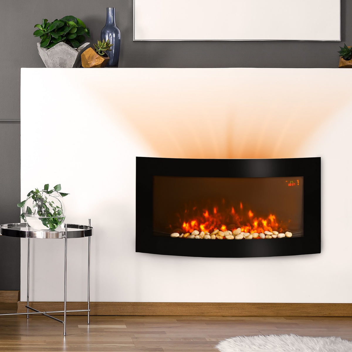 Moderne elektrische wandhaard – 89,2 x 13,5 x 48 cm