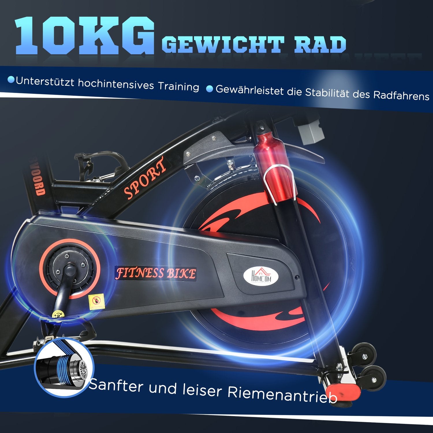 Hometrainer met vliegwiel van 10 kg en lcd-display